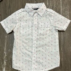 Denim & Rivets Boys Collared Shirt Nautical Short Sleeve Button Down Size 5